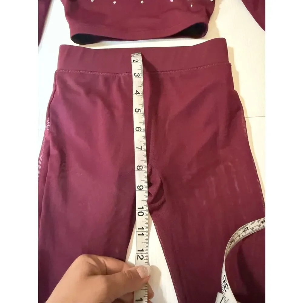 Weissman custom solo dance costume 2 piece burgundy red MT11386 IC- child 7/8
